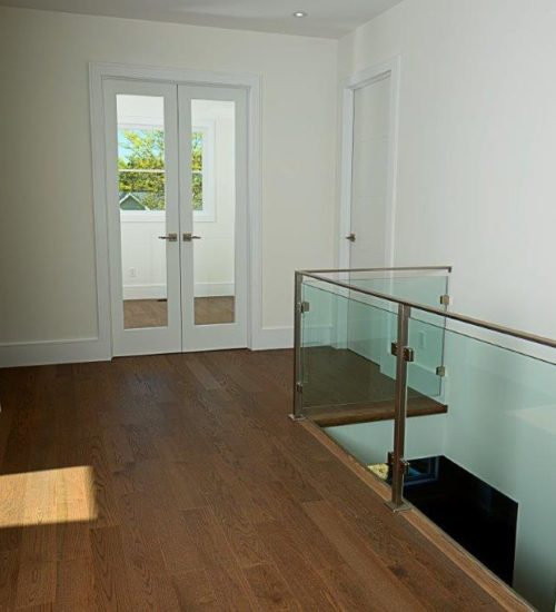glass railing and french doors clear glass