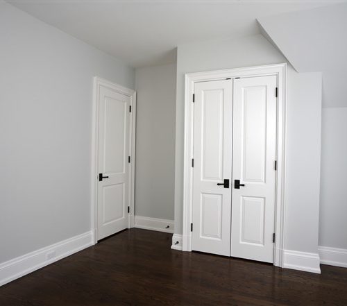 2 panel interior door with black handles