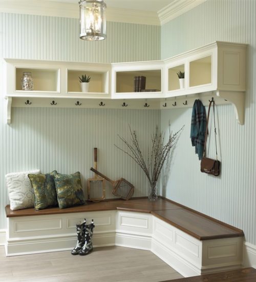 bead board on wall in a mud room