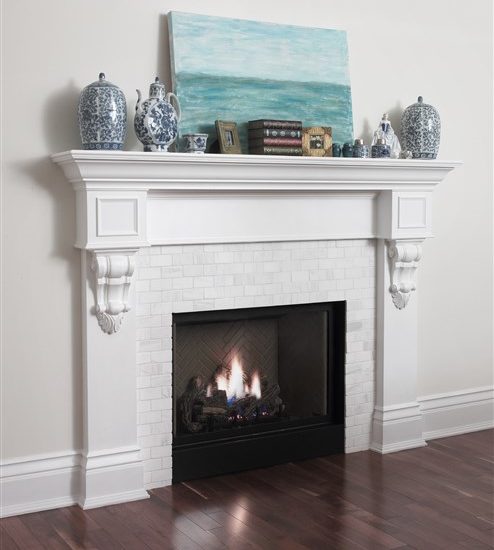 painted wood fireplace surround