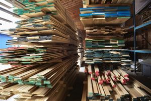 stack of mouldings in shed