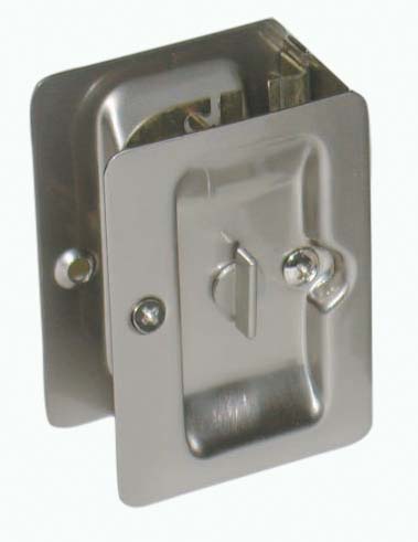 Rectangular Pocket Door Lock Satin Nickel-image