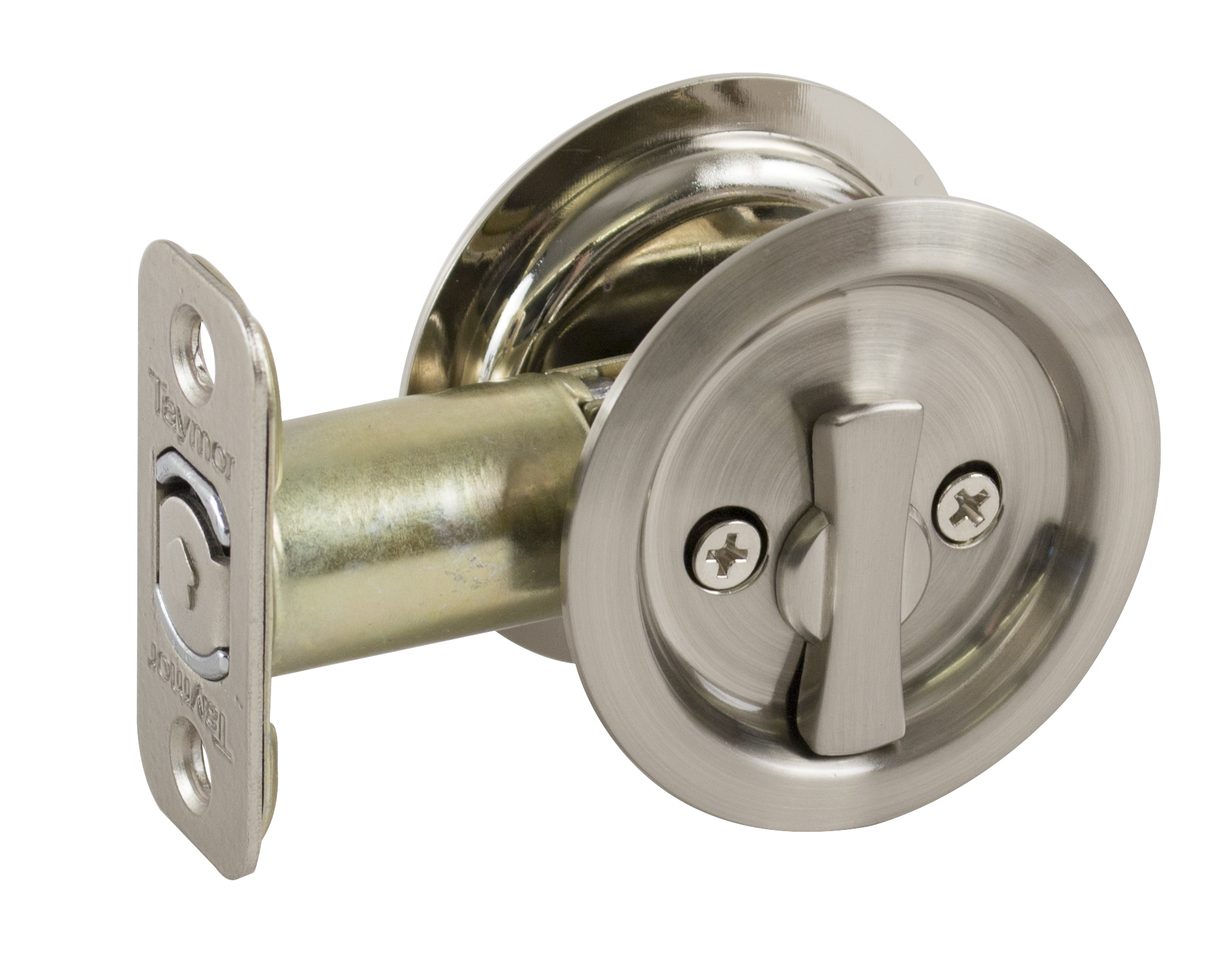 Round Pocket Door Lock Nickel-image